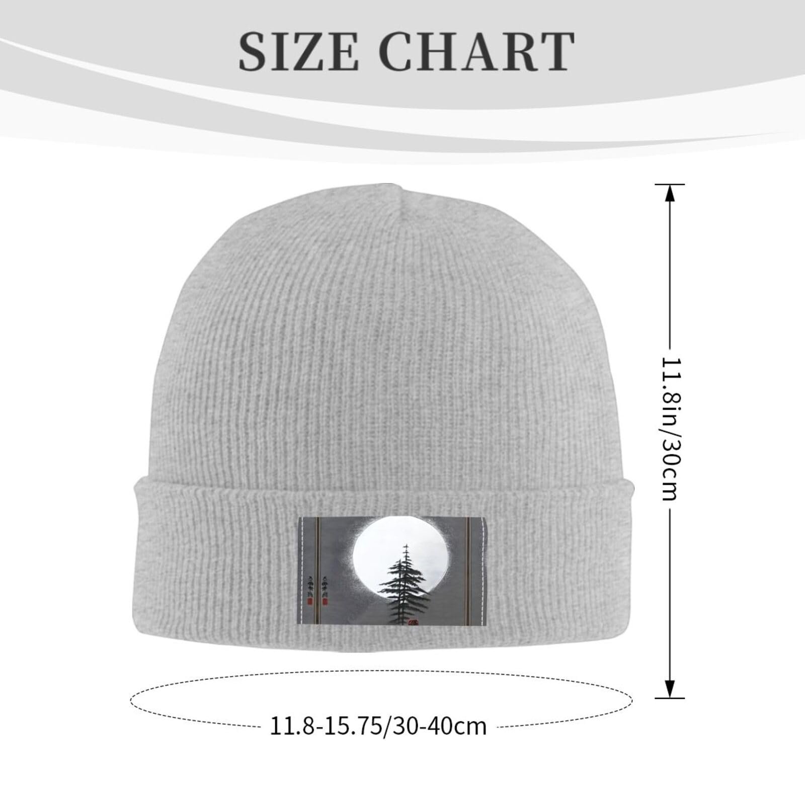 Вязана шапка BROLEO з чорним візерунком місяця та сосни, м'яка, фото №2 Вязана шапка BROLEO з чорним візерунком місяця та сосни, м'яка, фото №2