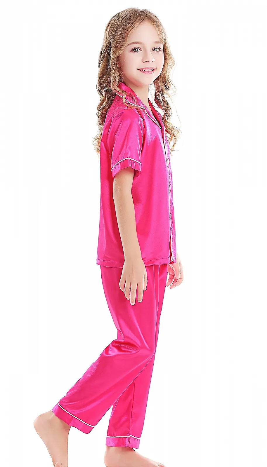 Комплект пижамы Horcute: топ с короткими рукавами и длинные штаны, атласный, фото №4 Комплект пижамы Horcute: топ с короткими рукавами и длинные штаны, атласный, фото №4