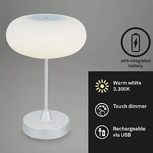 Настольная лампа LED BRILONER Wireless Touch Dimmable Glass Shade 30 x 20 см Matt Chrome synthetic.ua - Фото 1