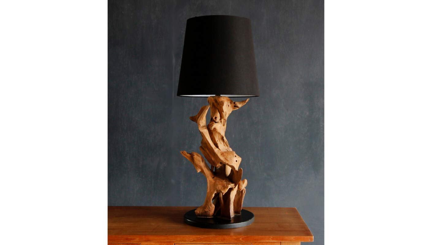 Настільна лампа IKAL Teak Wood 82 см ручної роботи Чорна, фото №2