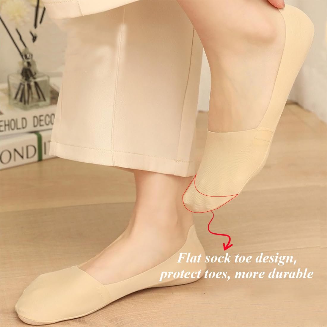 Балетки Носки CATOR Женские, 6 пар, Нейлоновые чулки, Женские, Только носки, Невидимые носки для кроссовок, Женские носки до щиколотки с нескользящим силиконом, Без следа, Дышащие полуноски, фото №4