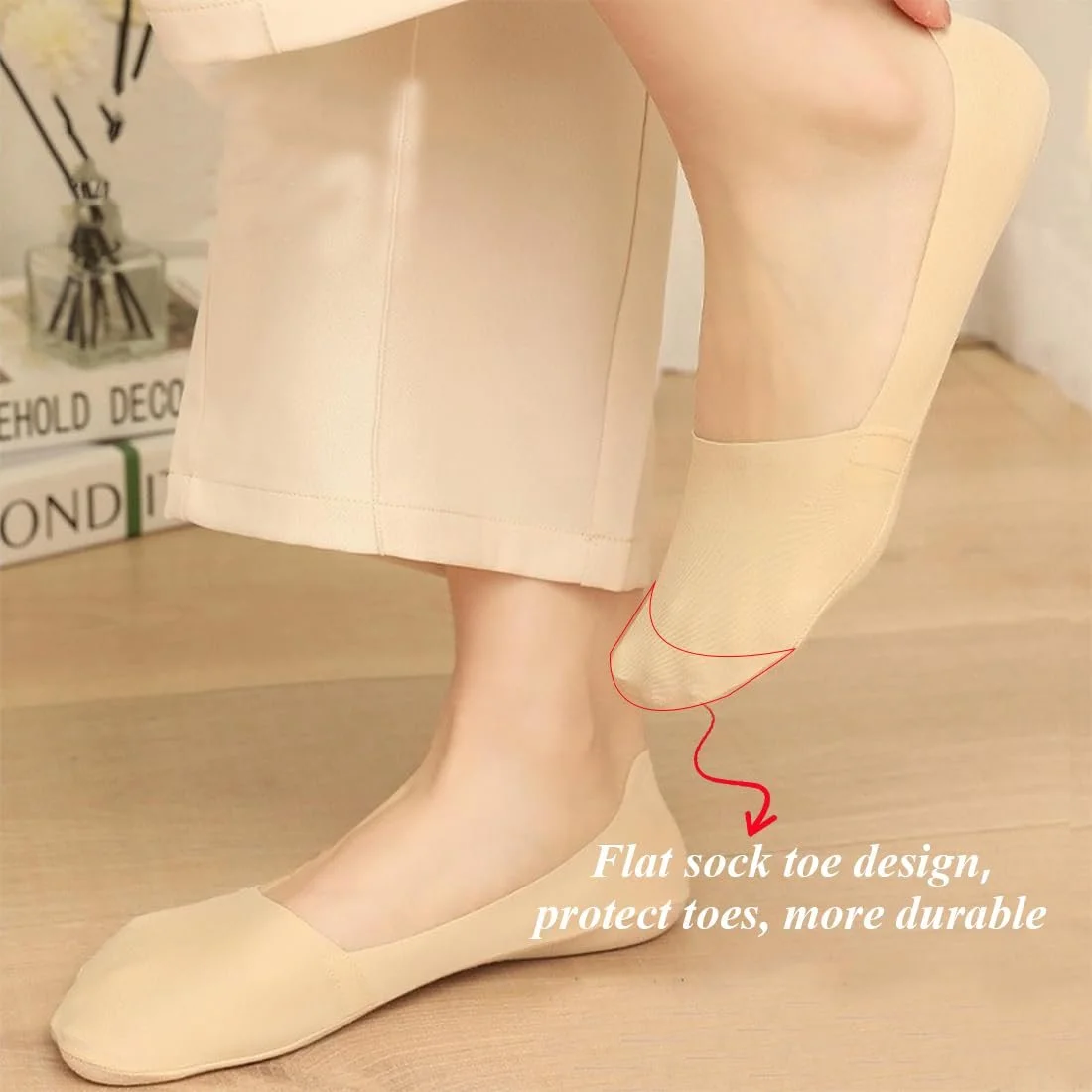 Балетки Носки CATOR Женские, 6 пар, Нейлоновые чулки, Женские, Только носки, Невидимые носки для кроссовок, Женские носки до щиколотки с нескользящим силиконом, Без следа, Дышащие полуноски, фото №4