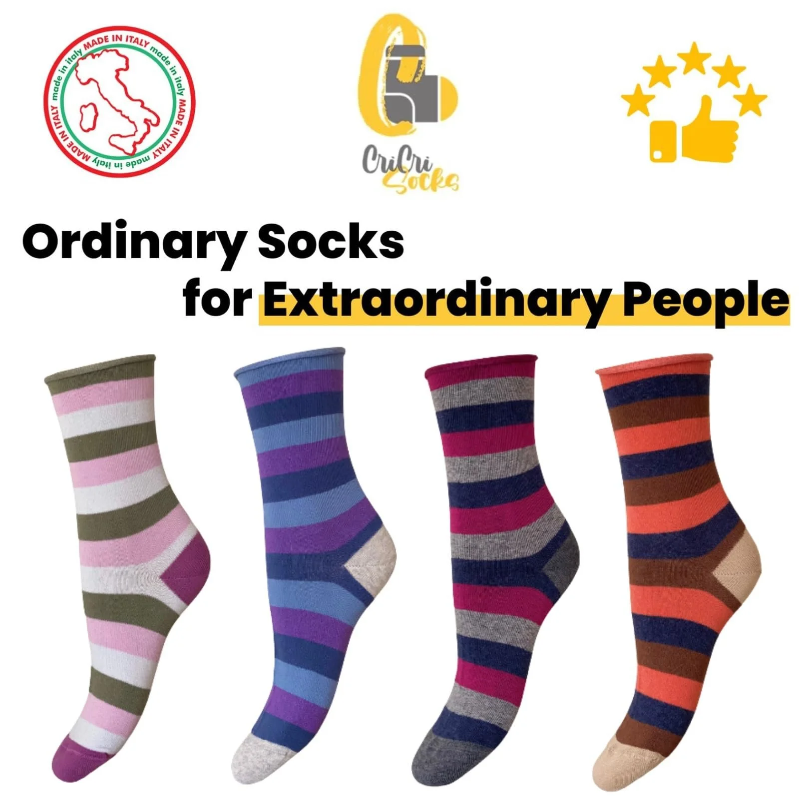 Носки CriCri Короткие женские носки из теплого хлопка без резинки, один размер - Сделано в Италии, фото №2