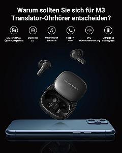 Навушники-перекладачі Wooask M3, Bluetooth 5.4, з мікрофоном ENC, для подорожей, навчання та бізнесу synthetic.ua - Фото 1