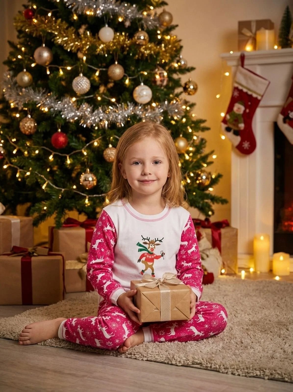 Новогодняя пижама для мальчиков и девочек от 74 до 104 см с начесом, фото №10