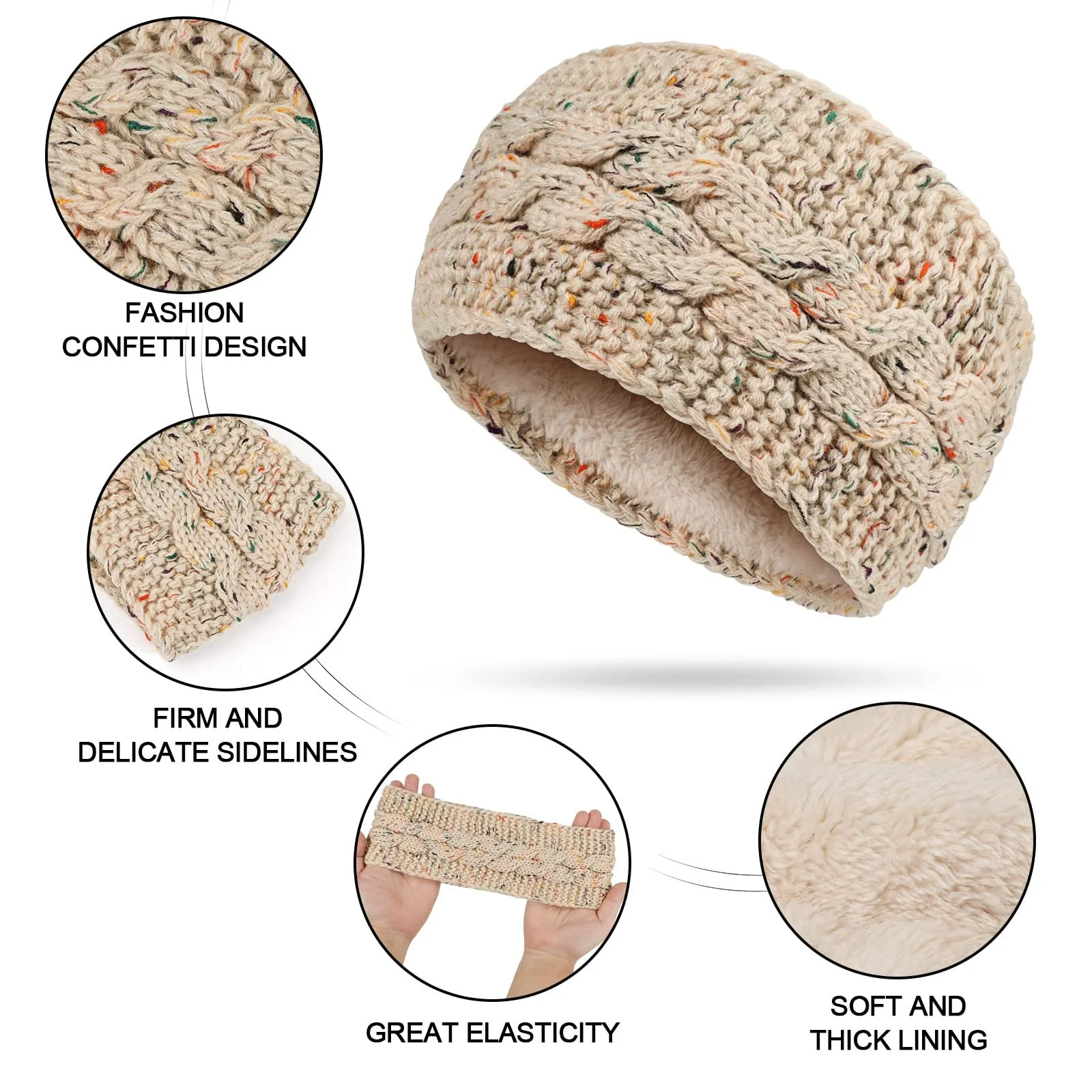 Жіноча зимова пов'язка на голову Вязана, фото №3