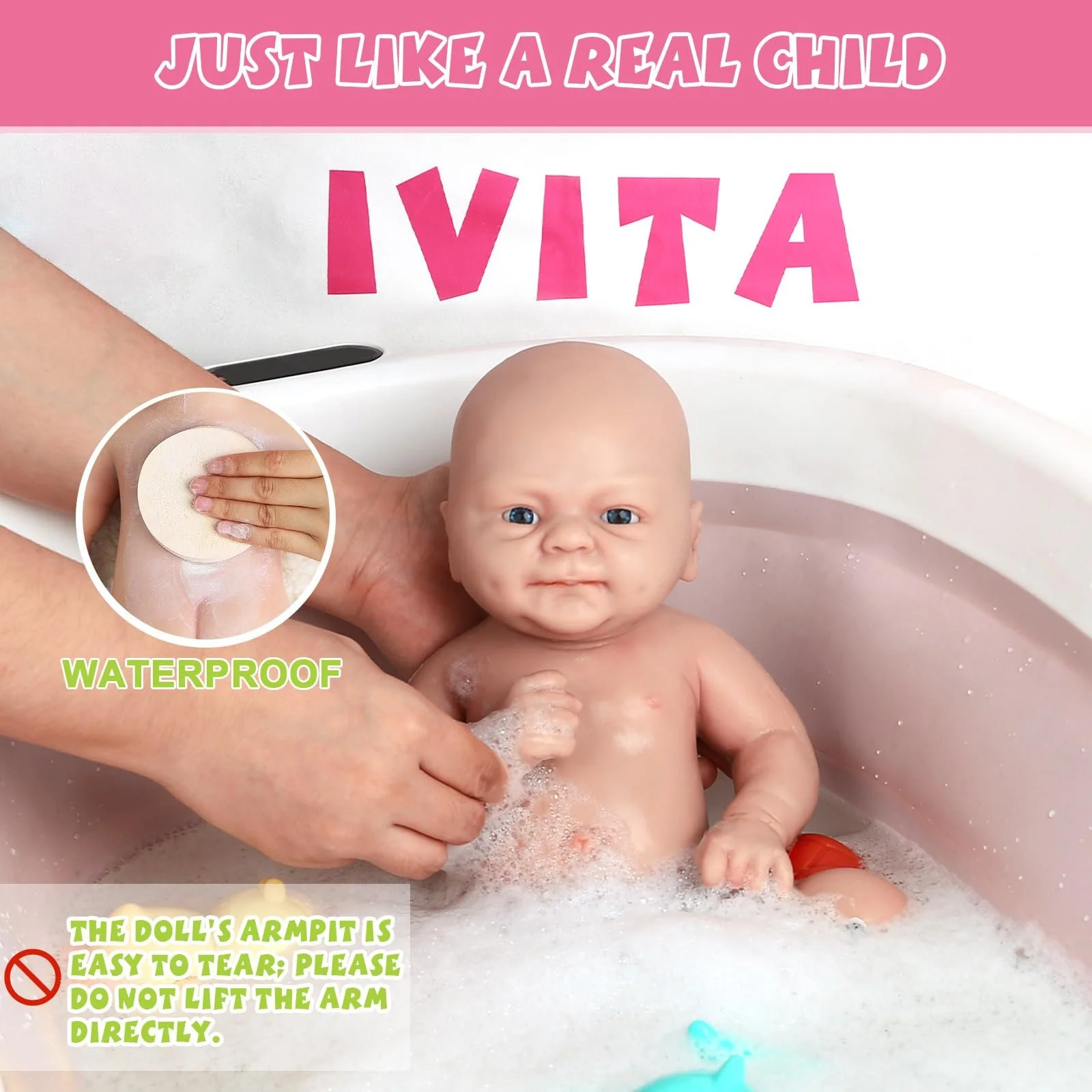 Кукла-реборн IVITA WG1515, полностью силиконовая, новорожденная, может есть пустышку, фото №4 Кукла-реборн IVITA WG1515, полностью силиконовая, новорожденная, может есть пустышку, фото №4