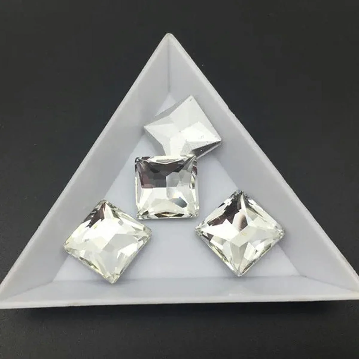 Квадратні кристали Flatback Crystal Rhinestones Crystal Clear, 12 мм, паковання 20 штук, фото №1