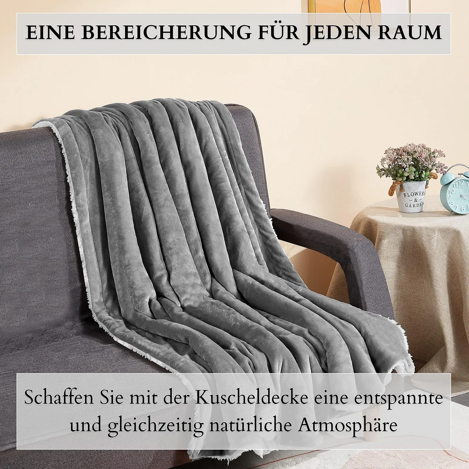 Одеяло Ecosa Пушистое 130 x 150 см, Флисовое, Серо-белое, фото №5