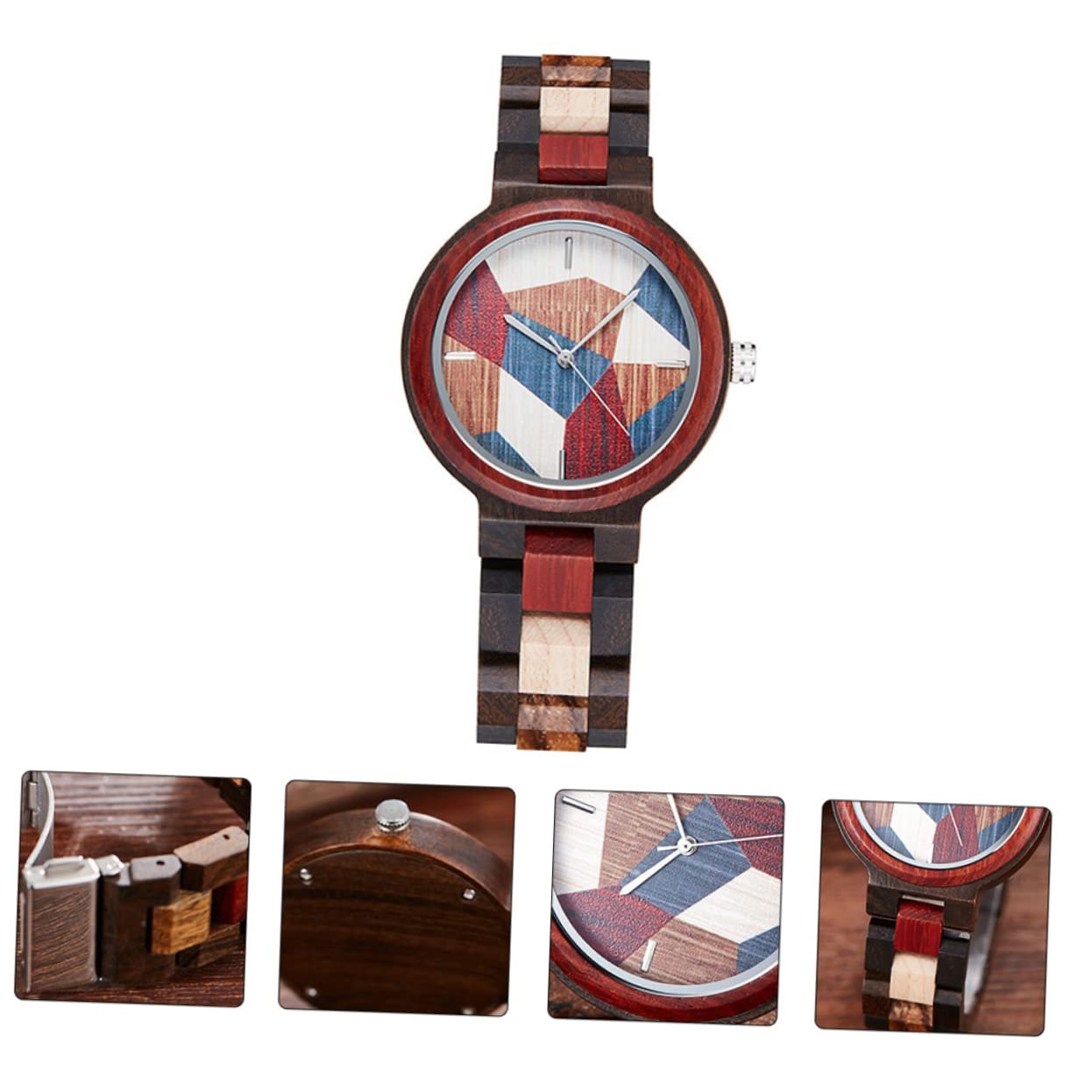 Деревянные часы Healvian Кварцевые Уникальный дизайн Деревянный ремешок, фото №6