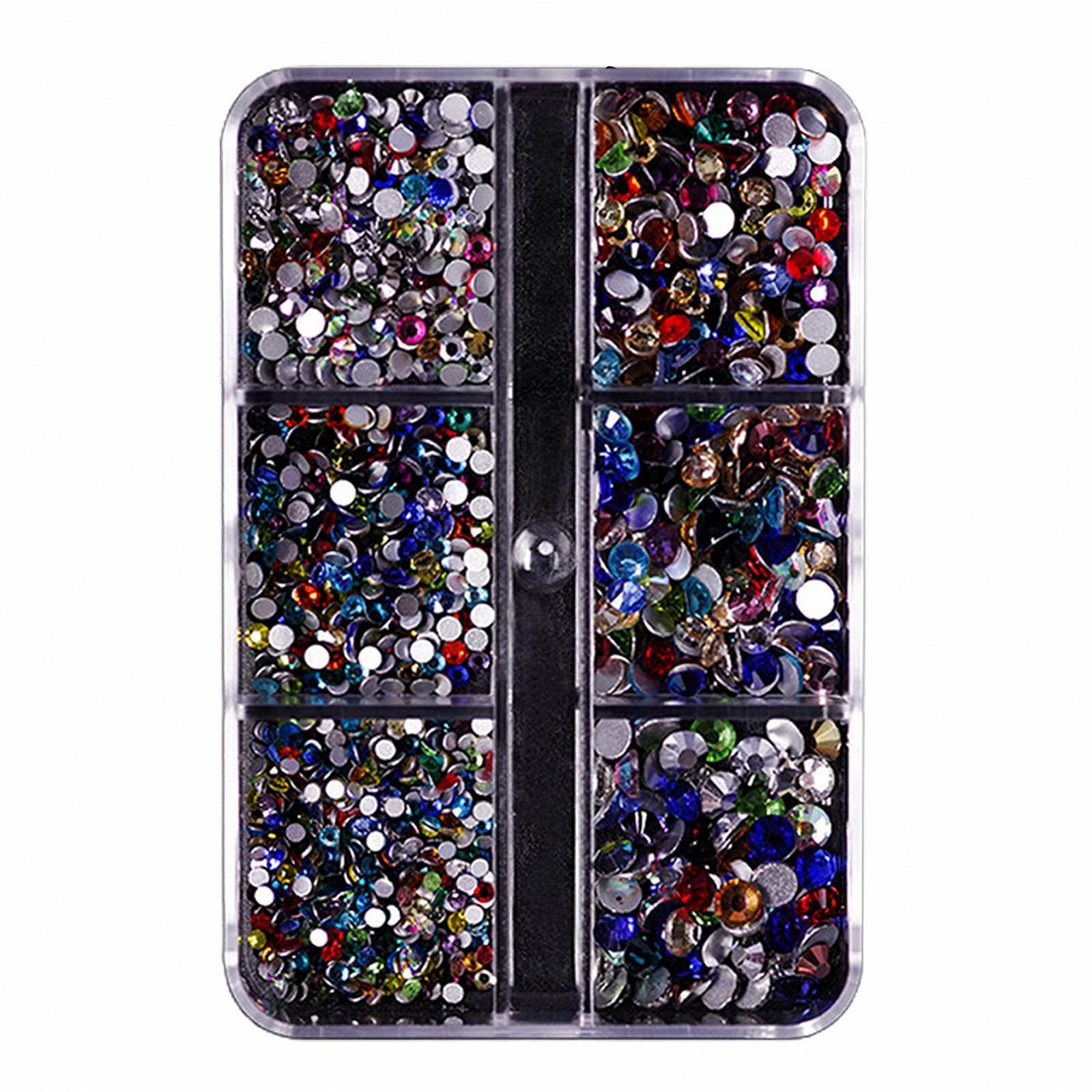 Наклейки для дизайну нігтів для вечірок для жінок 1688 шт./коробка з 6 відділеннями, прикраси, скляні декоративні, фото №5