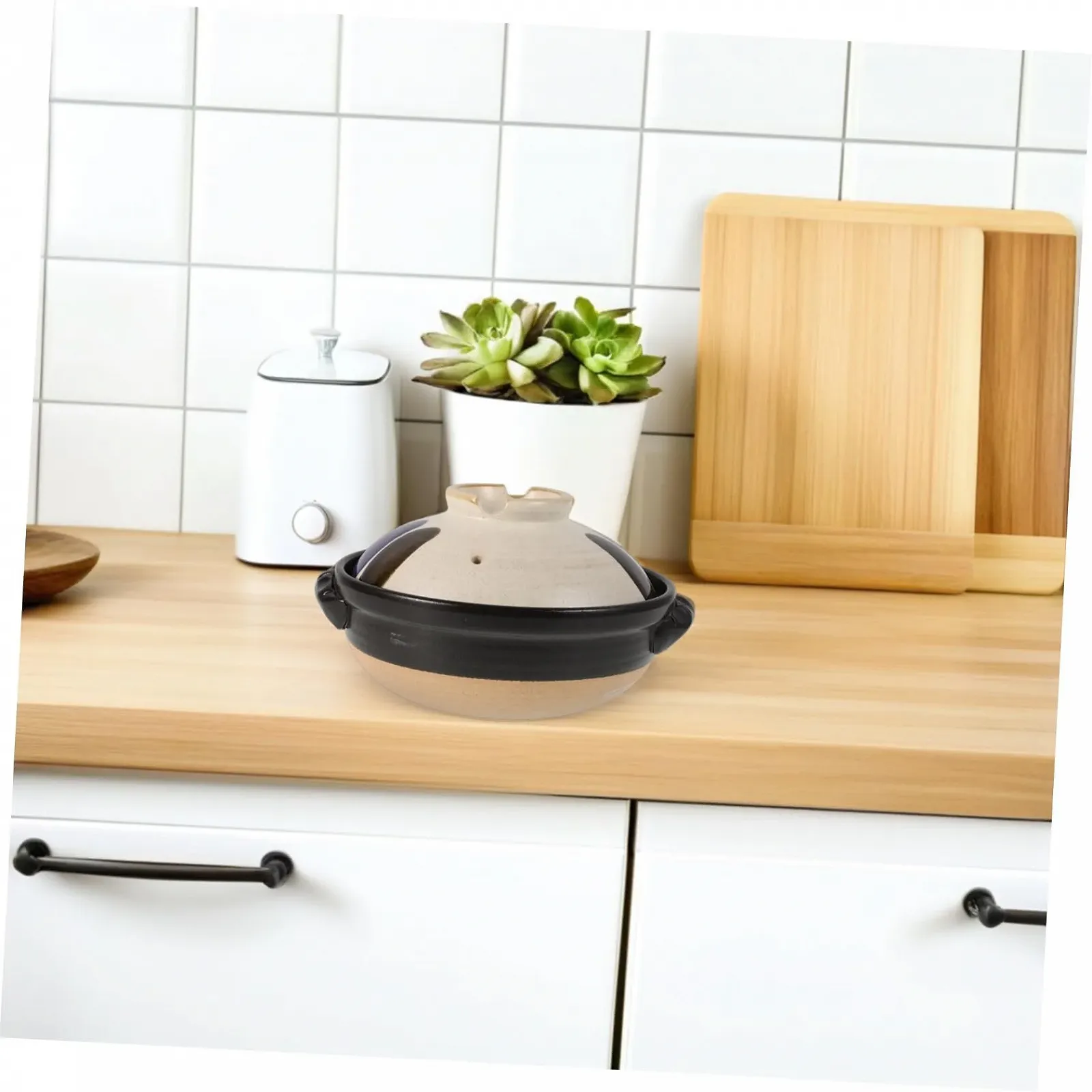 Кастрюля керамическая LIFKOME Vintage Japanese Dutch Oven с крышкой и двойными ручками, фото №4