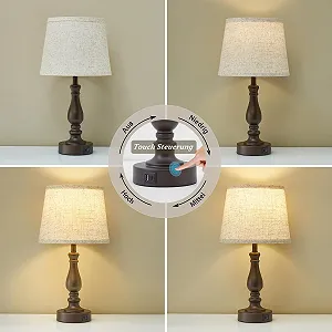 Настільна лампа GyroVu Набір із 2 шт. Сенсорна USB A+C Лляний абажур synthetic.ua - Фото 1