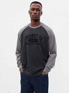 Футболка с длинным рукавом GAP RAGLAN TEE 765764-04 Темно-серый XL - Фото 1