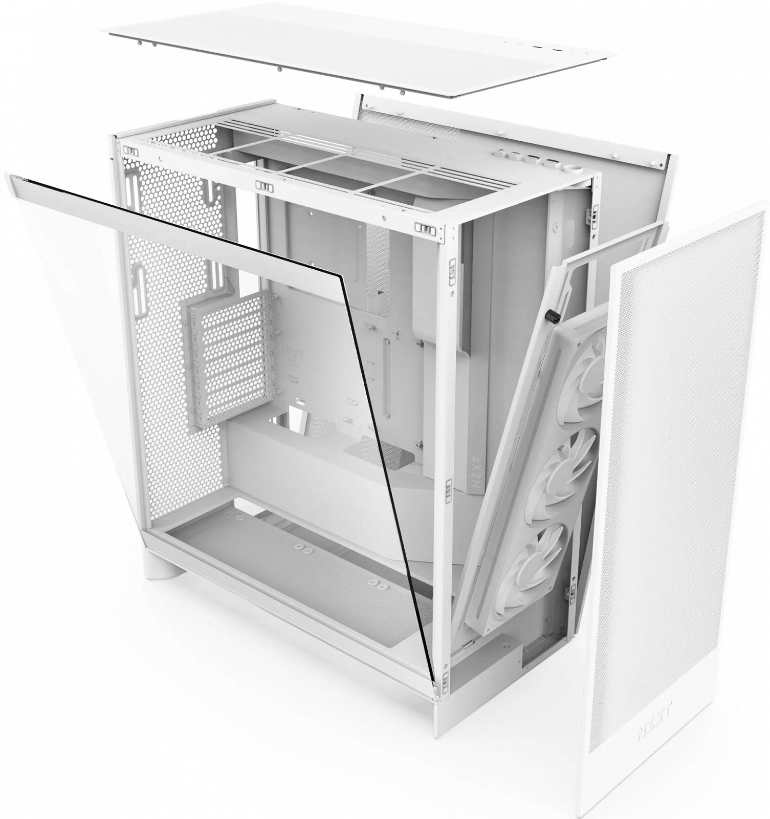 Корпус NZXT H7 Flow RGB / без БЖ / Midi-Tower / 3x120mm RGB Fan / Max GPU 410mm / Білий, фото №6