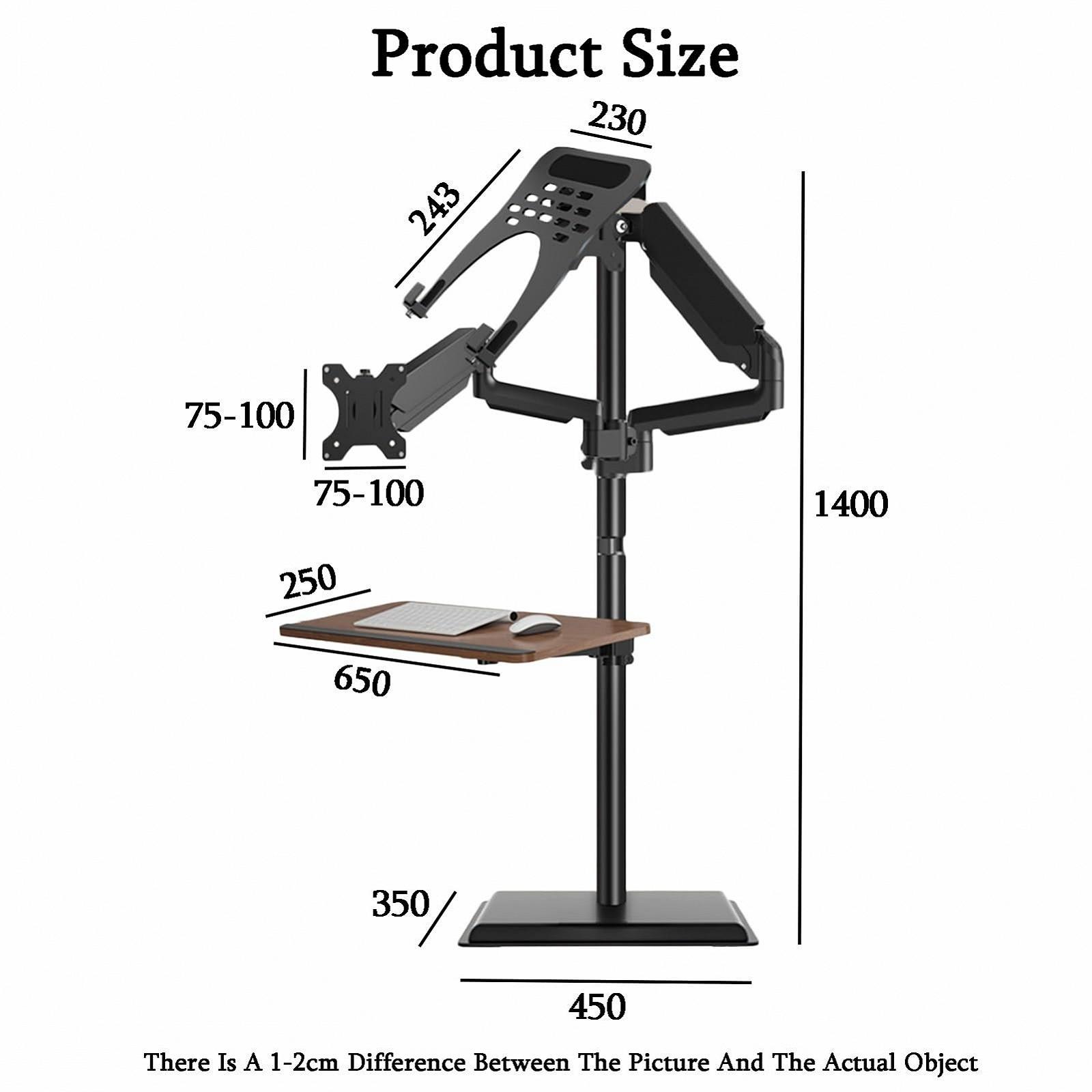 Напольная подставка для ноутбука, портативный эргономичный компьютерный стол, напольная подставка с двойным экраном из стали, для офиса, дома, улицы, фото №2