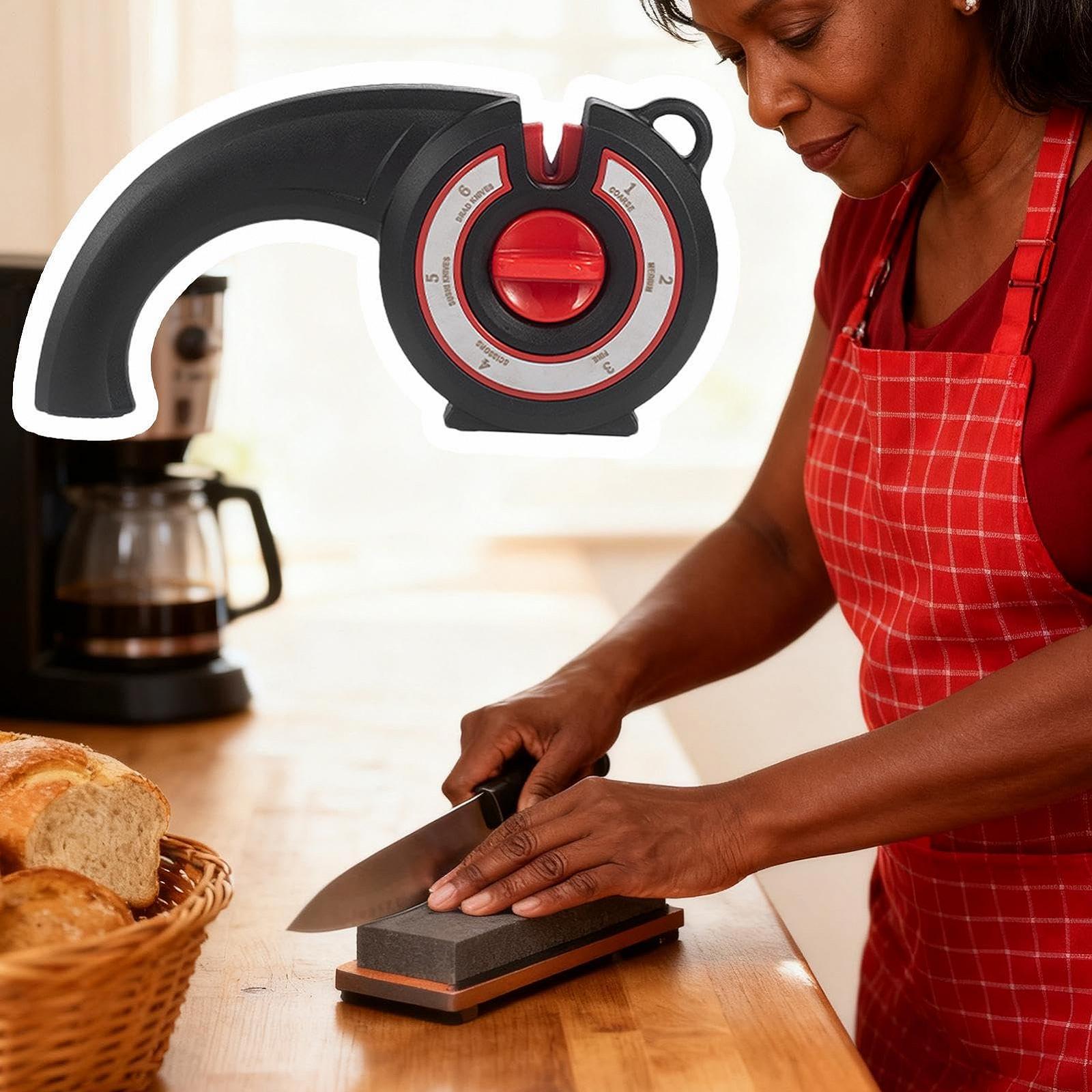 Точилка для ножей портативная нержавеющая сталь керамика нескользящее основание, фото №3