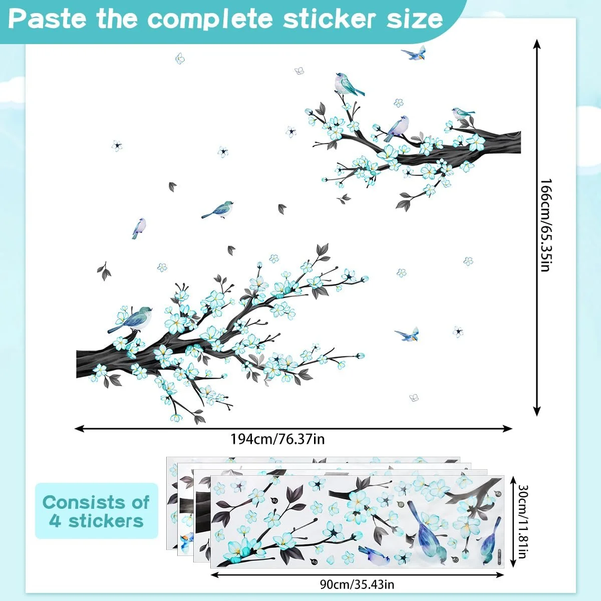 Наклейка на стіну Рослини та квіти Гілки з цвітом Самоклейна ПВХ, фото №2