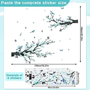 Наклейка на стіну Рослини та квіти Гілки з цвітом Самоклейна ПВХ synthetic.ua - Фото 1