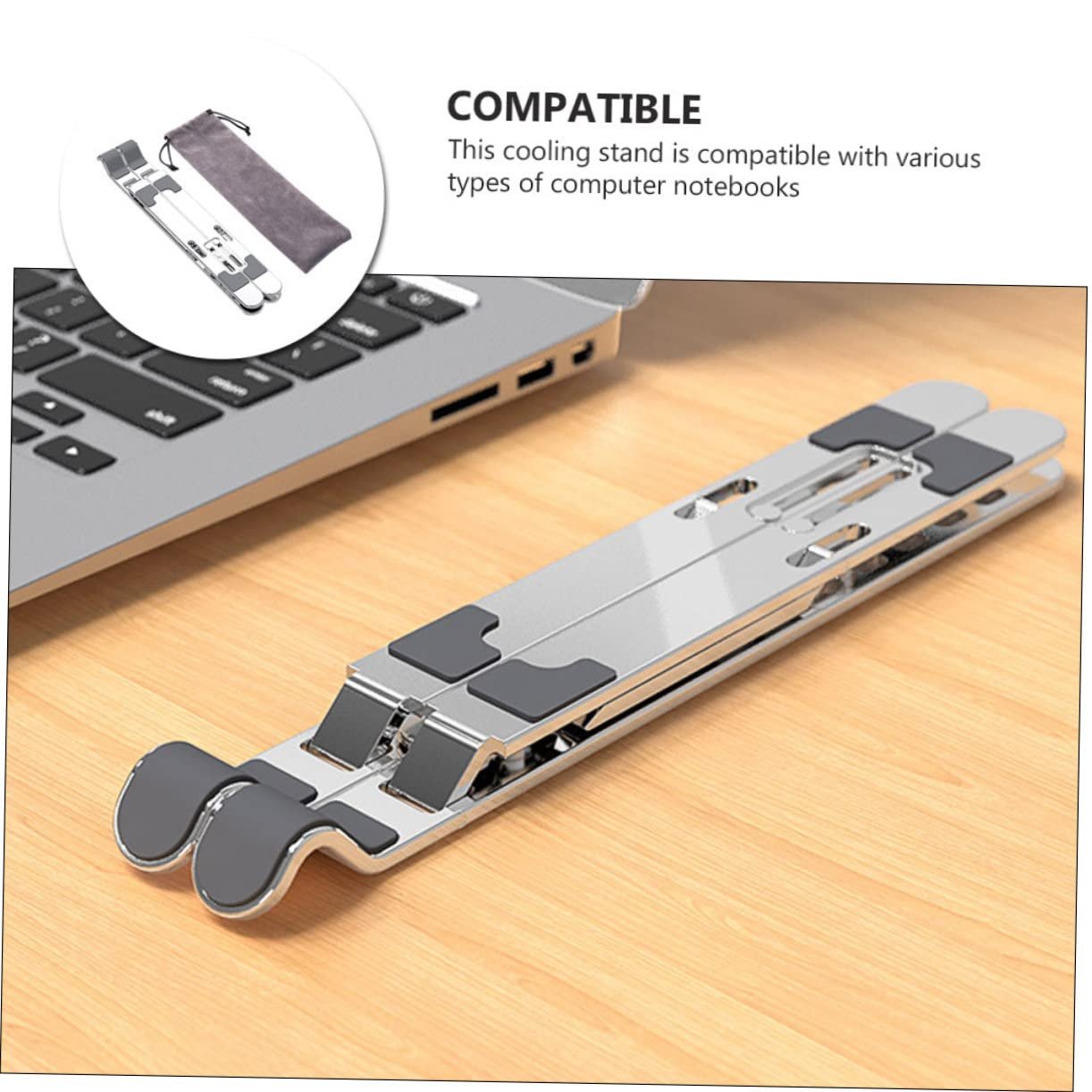 Подставка для ноутбука из алюминиевого сплава, регулируемая, складная подставка для компьютера, складная настольная подставка с функцией охлаждения, фото №6 Подставка для ноутбука из алюминиевого сплава, регулируемая, складная подставка для компьютера, складная настольная подставка с функцией охлаждения, фото №6