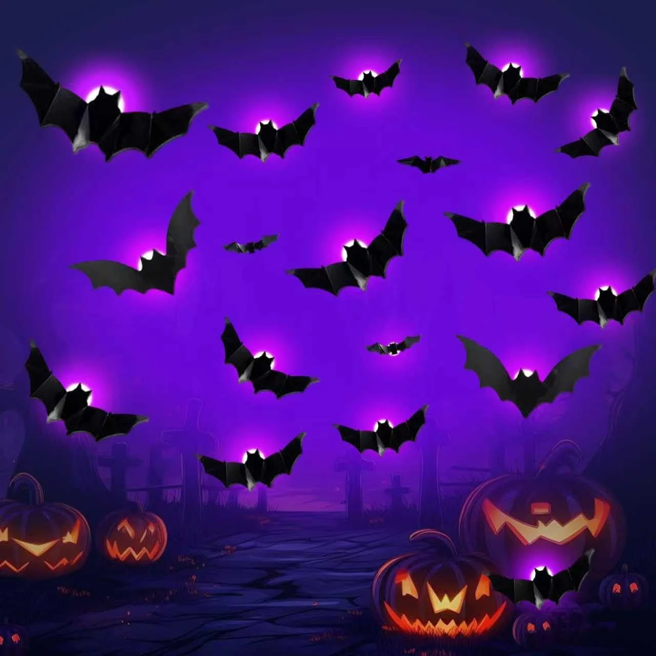 Набір LED наклейок Bat 24 шт. Purple, фото №1