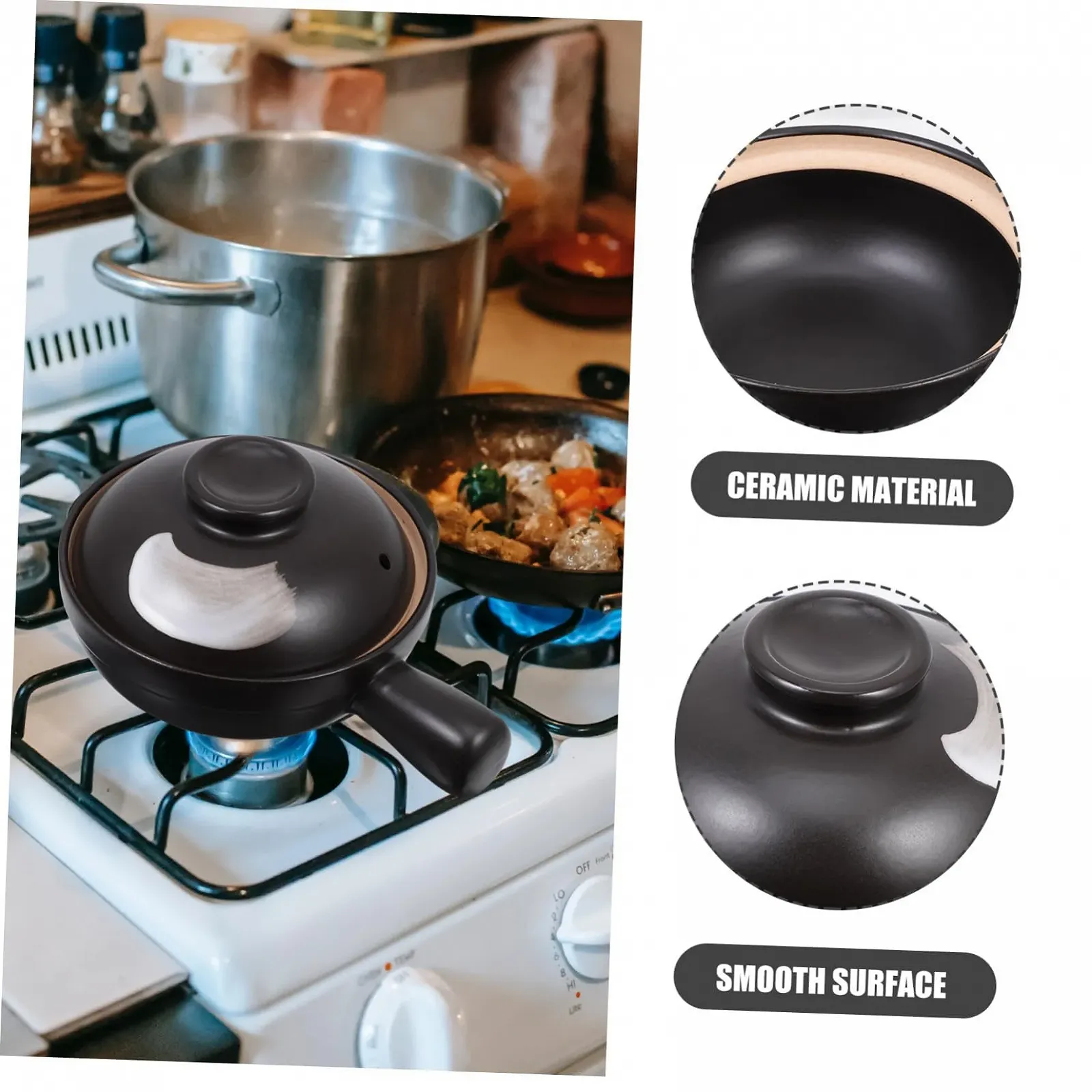 Кастрюля SOIMISS керамическая с фарфоровой крышкой традиционная для лапши и риса, фото №8