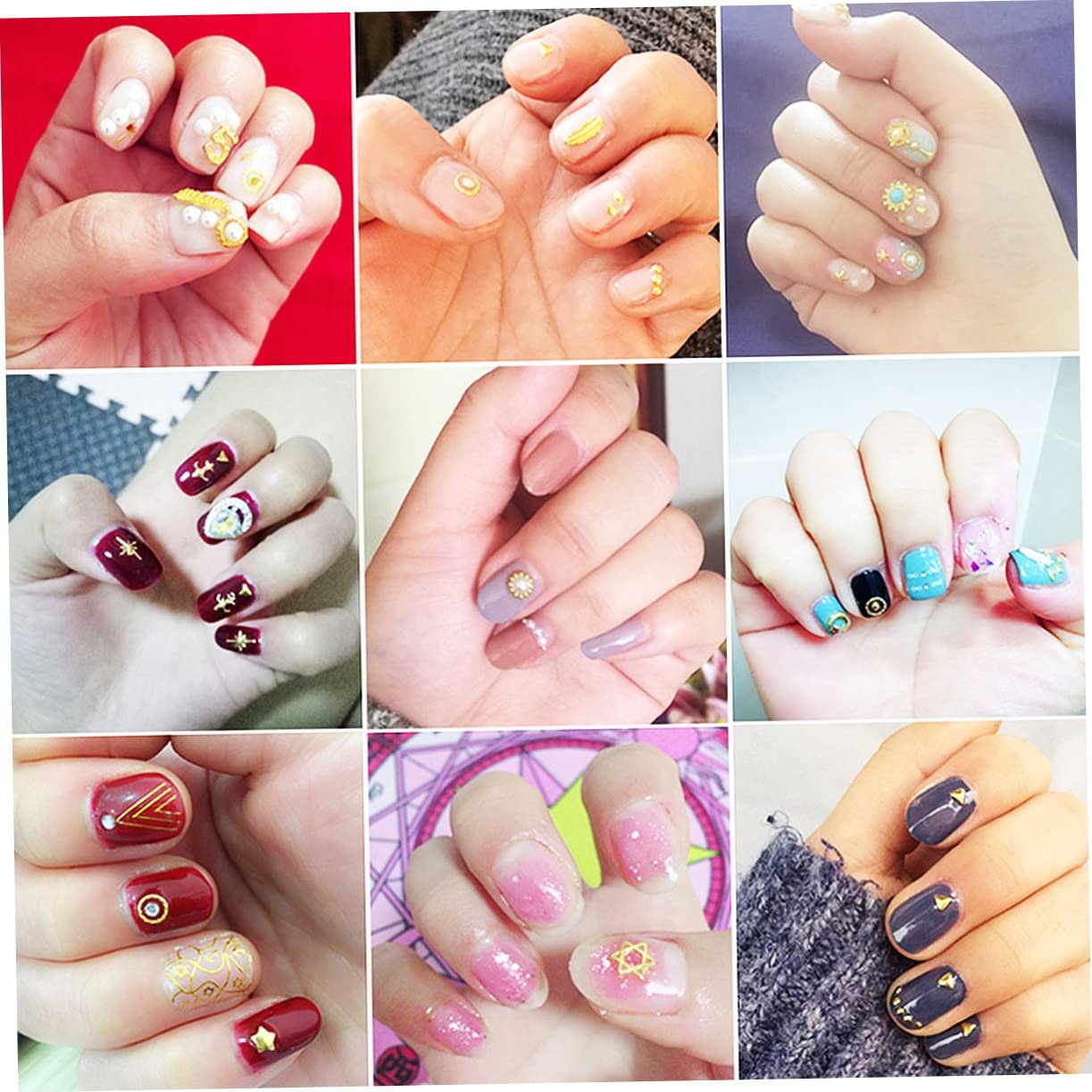 Блестки для ногтей FRCOLOR 3 шт 12 Наклейки для ногтей DIY, украшения для ногтей, блестящие стразы для ногтей, золотые блестящие листы для ногтей для детей, фото №6