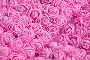 Букет роз из фоамирана с фатином Лентомания 20мм ярко-розовый ROSEFOM20PNK - Фото 1