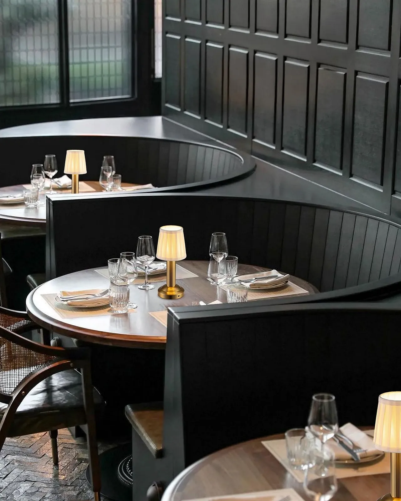 Настільна лампа LED Wireless 4000 мАг Димер Тканинний абажур Сенсорна Золота (2 шт), фото №8