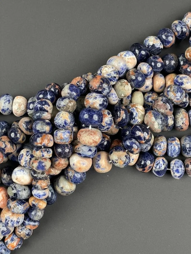 Бусины из натурального оранжевого содалита, рондель, гладкие, 10 мм, нить 46 см, фото №2