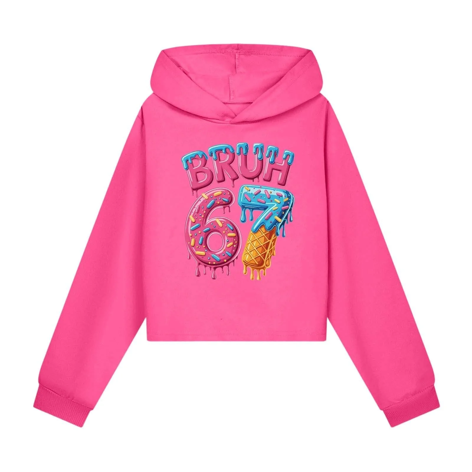 Худи Повседневный Модный Для Девочек-Подростков Толстовка Для Девочек Теплая Куртка С Капюшоном С Мультяшным Принтом 67 Дышащий Пуловер Свитшот Для Маленьких Детей С Длинными Рукавами, фото №1