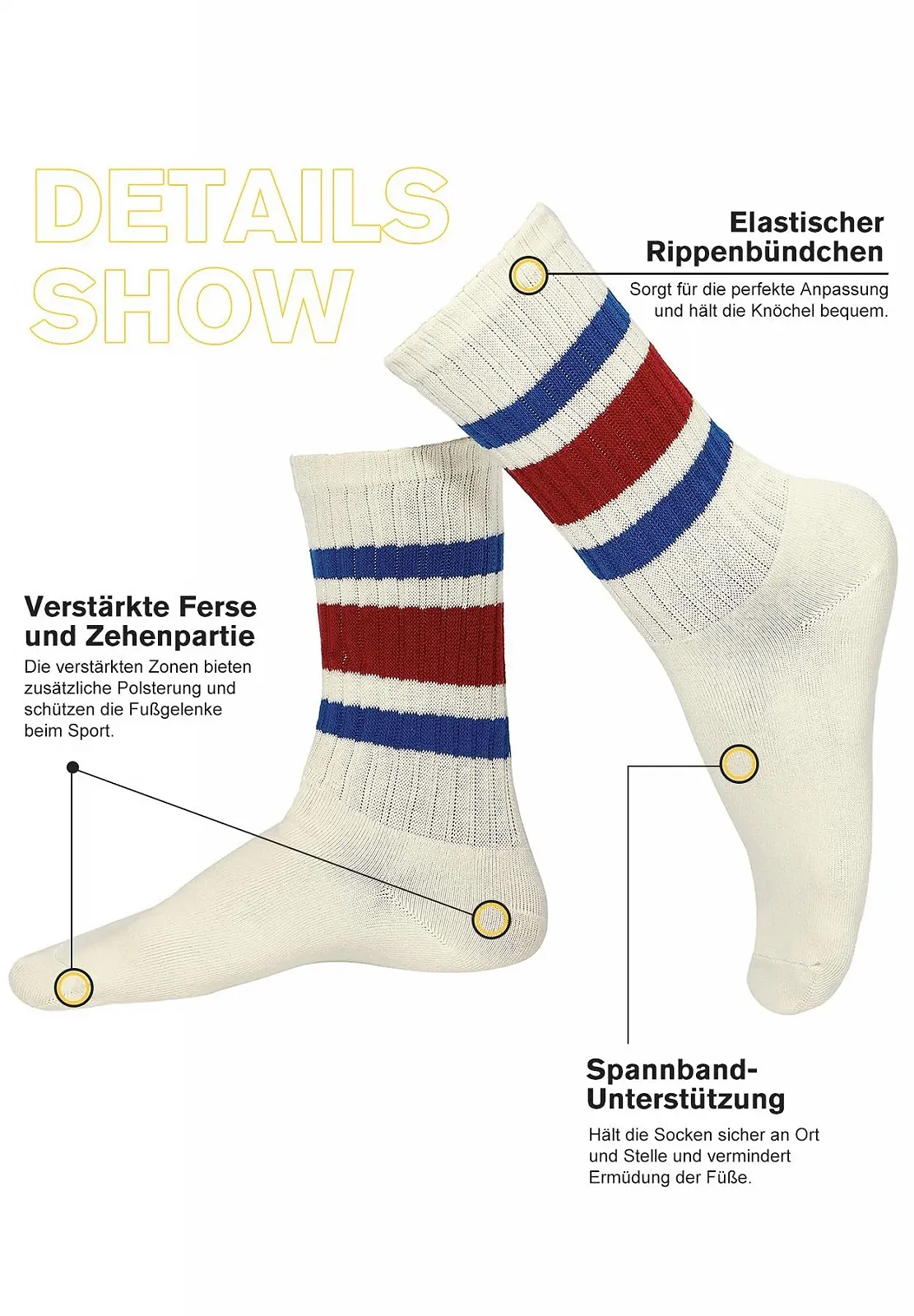 Жіночі шкарпетки в стилі ретро Смугасті Розмір 36-44, фото №3 Жіночі шкарпетки в стилі ретро Смугасті Розмір 36-44, фото №3