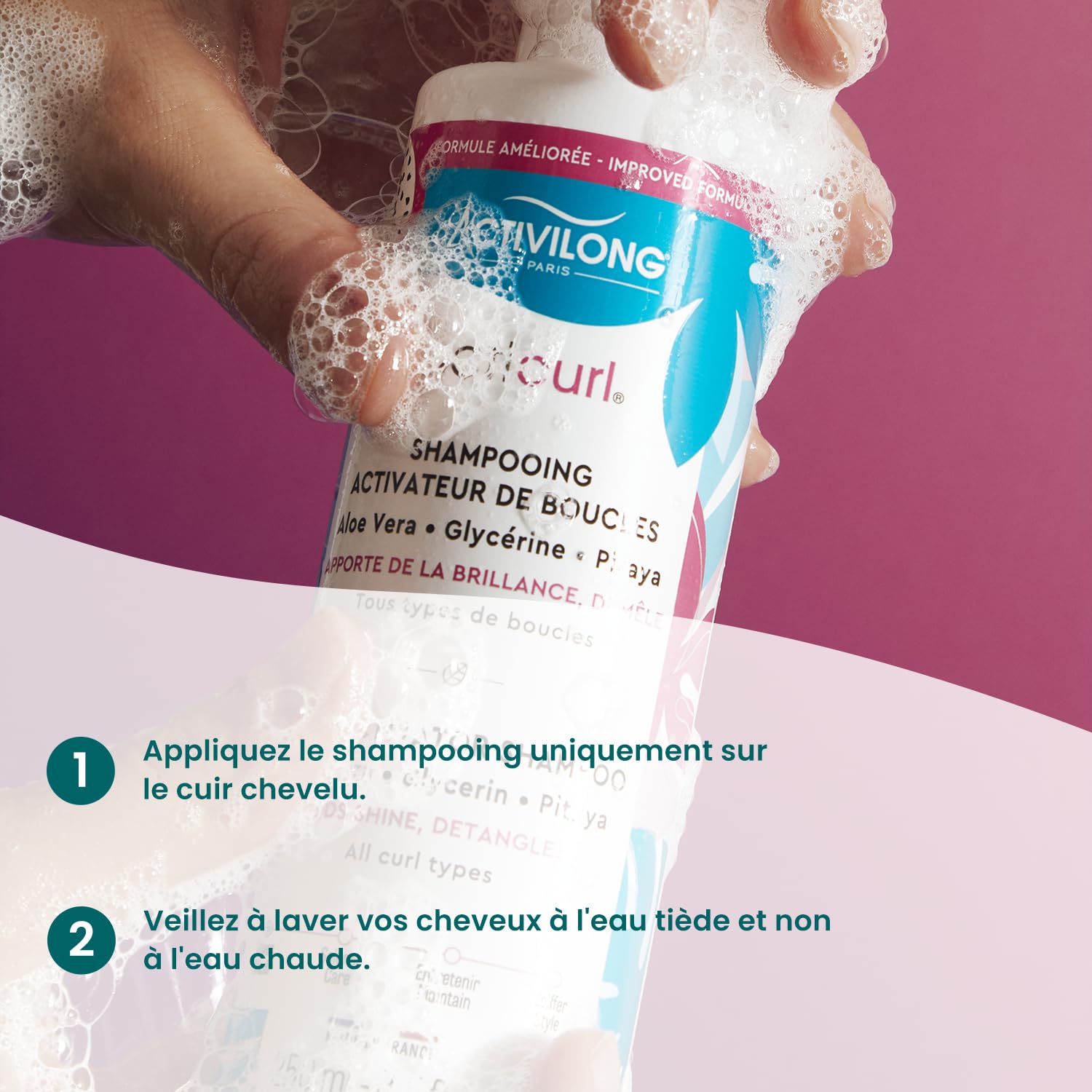 Шампунь Activilong Acticurl Hydra Curl Activator Pitaya Glycerin Aloe Vera 250 мл, фото №5