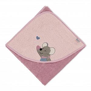 Рушник з капюшоном Sterntaler Mabel Миша 80 x 80 см, рожевий - Фото 1