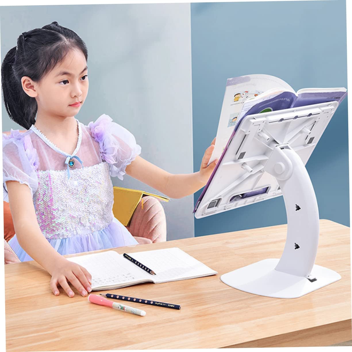 Подставка для ноутбука NUOBESTY Складная подставка для ноутбука для стола Эргономичная регулируемая регулировка наклона Высококачественный ПК Материал Нескользящая силиконовая накладка для комфортной работы, фото №5