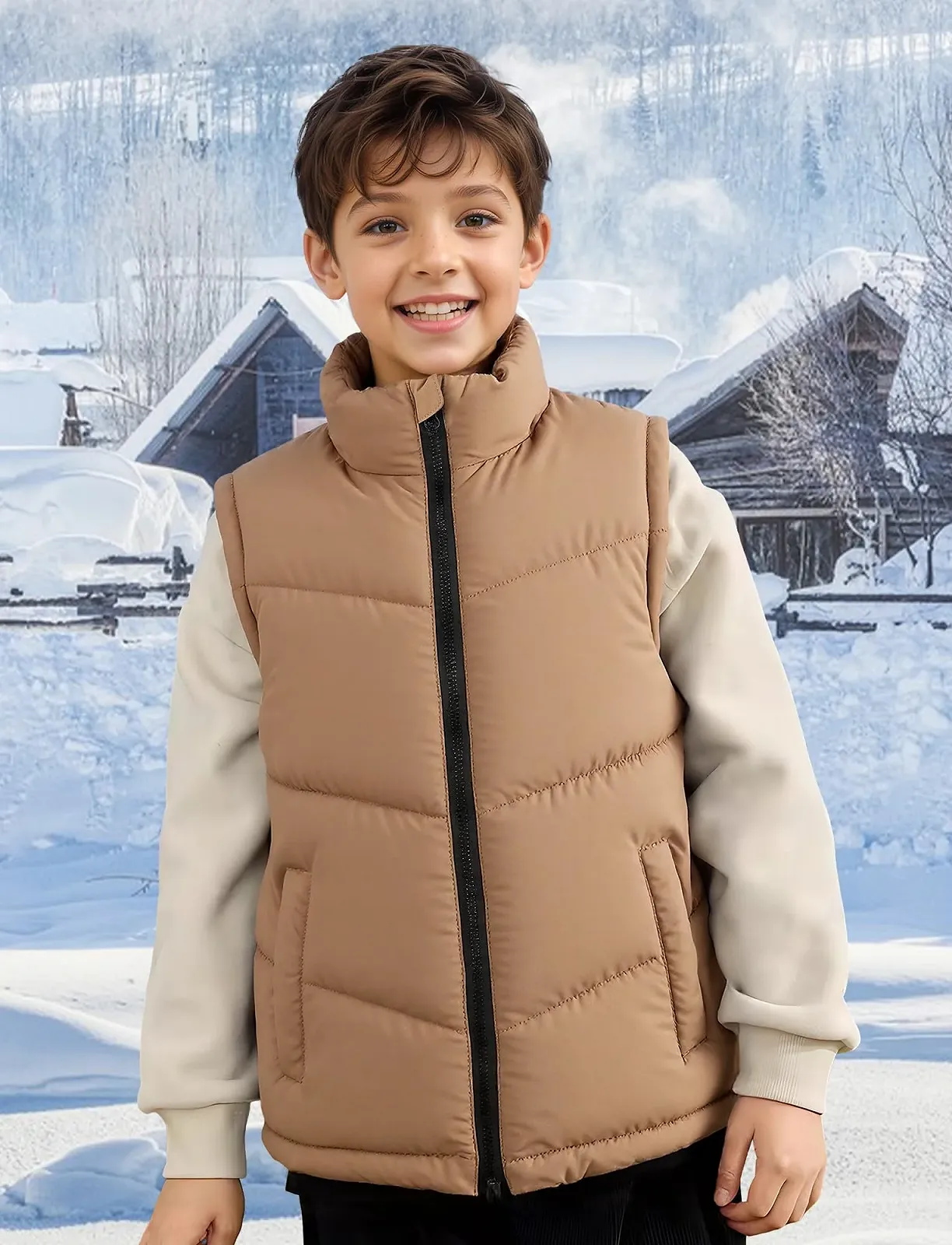 Теплий пуховий жилет Happy Cherry, дитячий вітрозахисний, фото №3