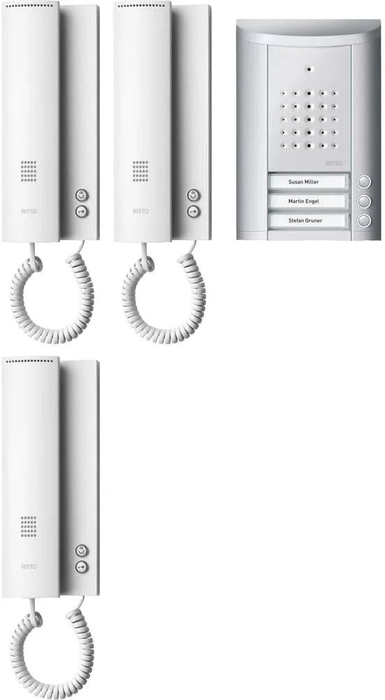 Домофон Schneider Electric Ritto Entravox 1841320 для 3-сімейних будинків з освітленням та кнопками дзвінка Сірий, фото №1