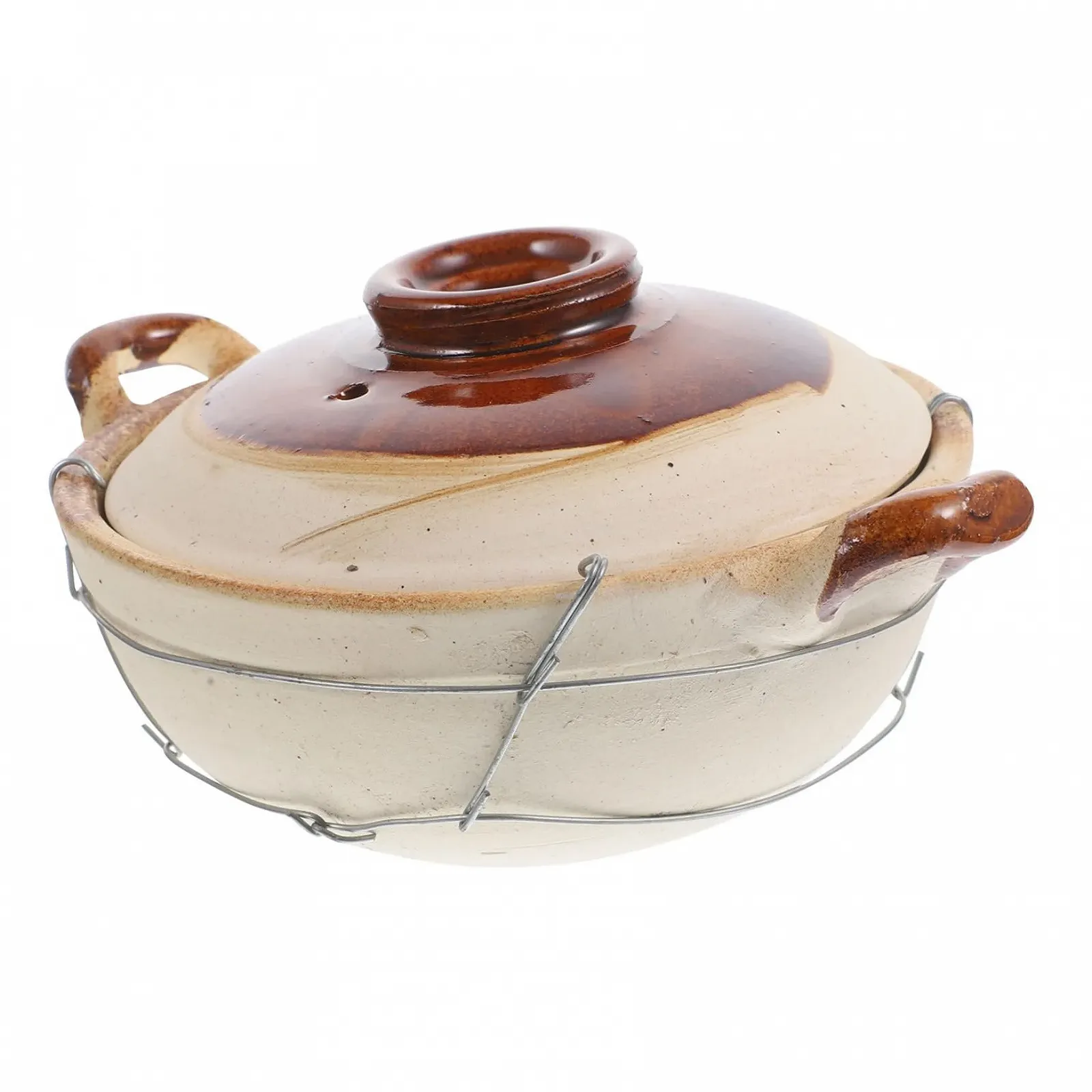 Кастрюля керамическая с ручкой 0.5 л для плиты и духовки коричневая, фото №1