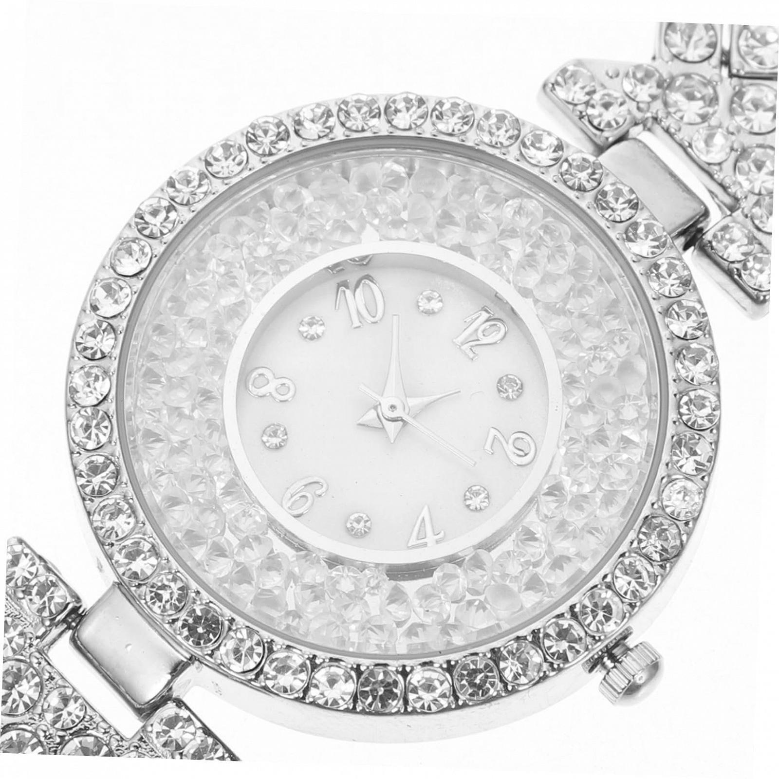 Часы PartyKindom Женские серебристые из нержавеющей стали с блестящими стразами, фото №9