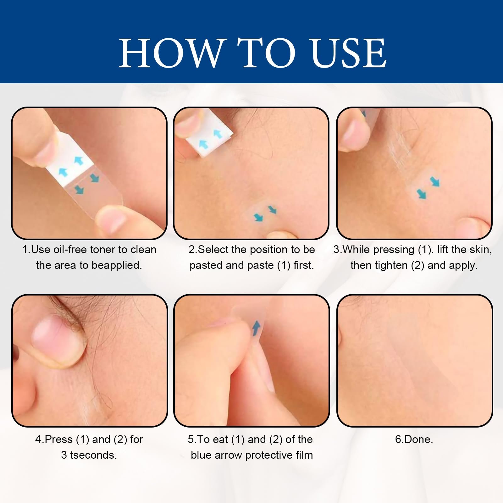 Тейп для лица Упаковка из 80 шт. Прозрачный, фото №4