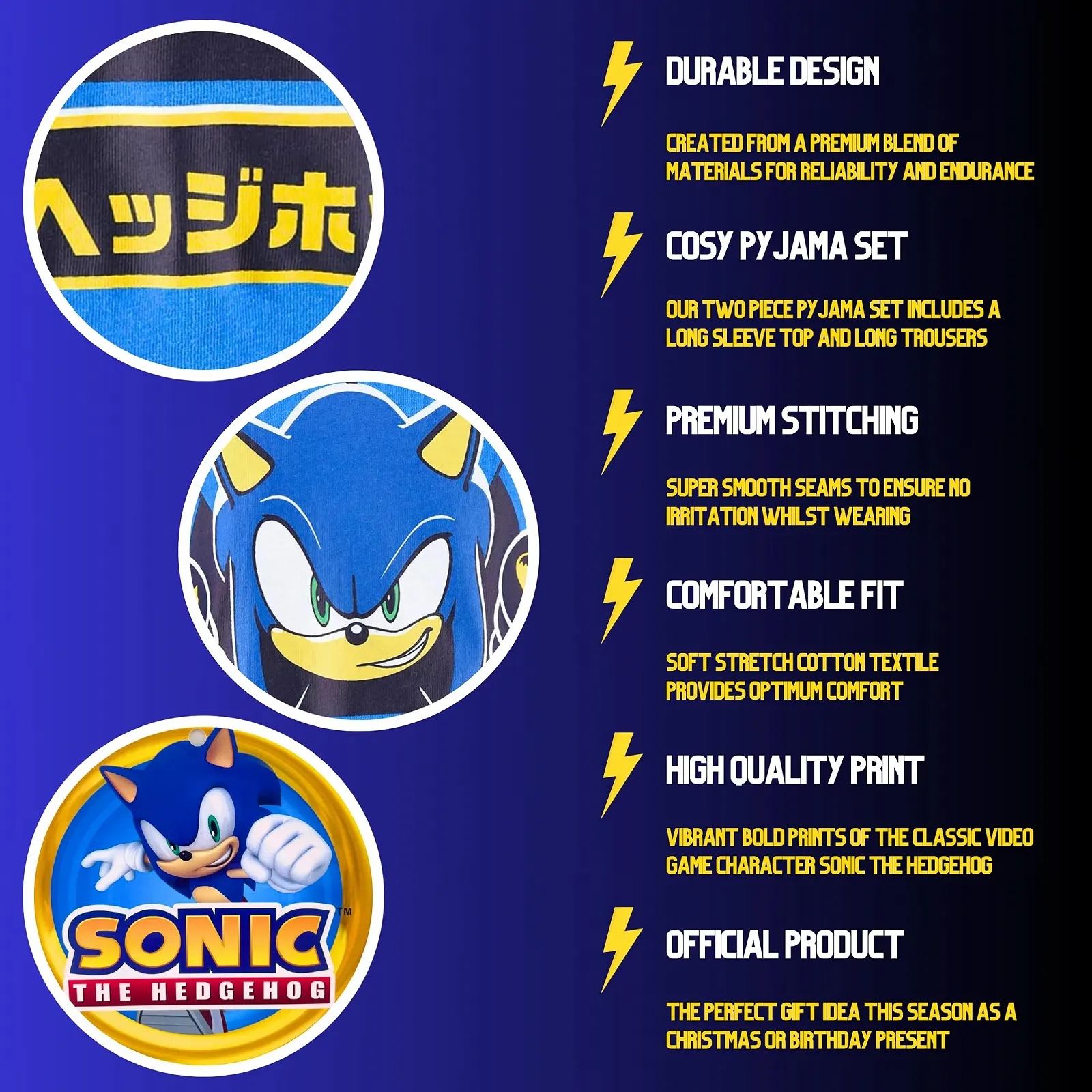 Комплект пижамный Sonic The Hedgehog для мальчиков: футболка и длинные штаны, 2 предмета, фото №5 Комплект пижамный Sonic The Hedgehog для мальчиков: футболка и длинные штаны, 2 предмета, фото №5