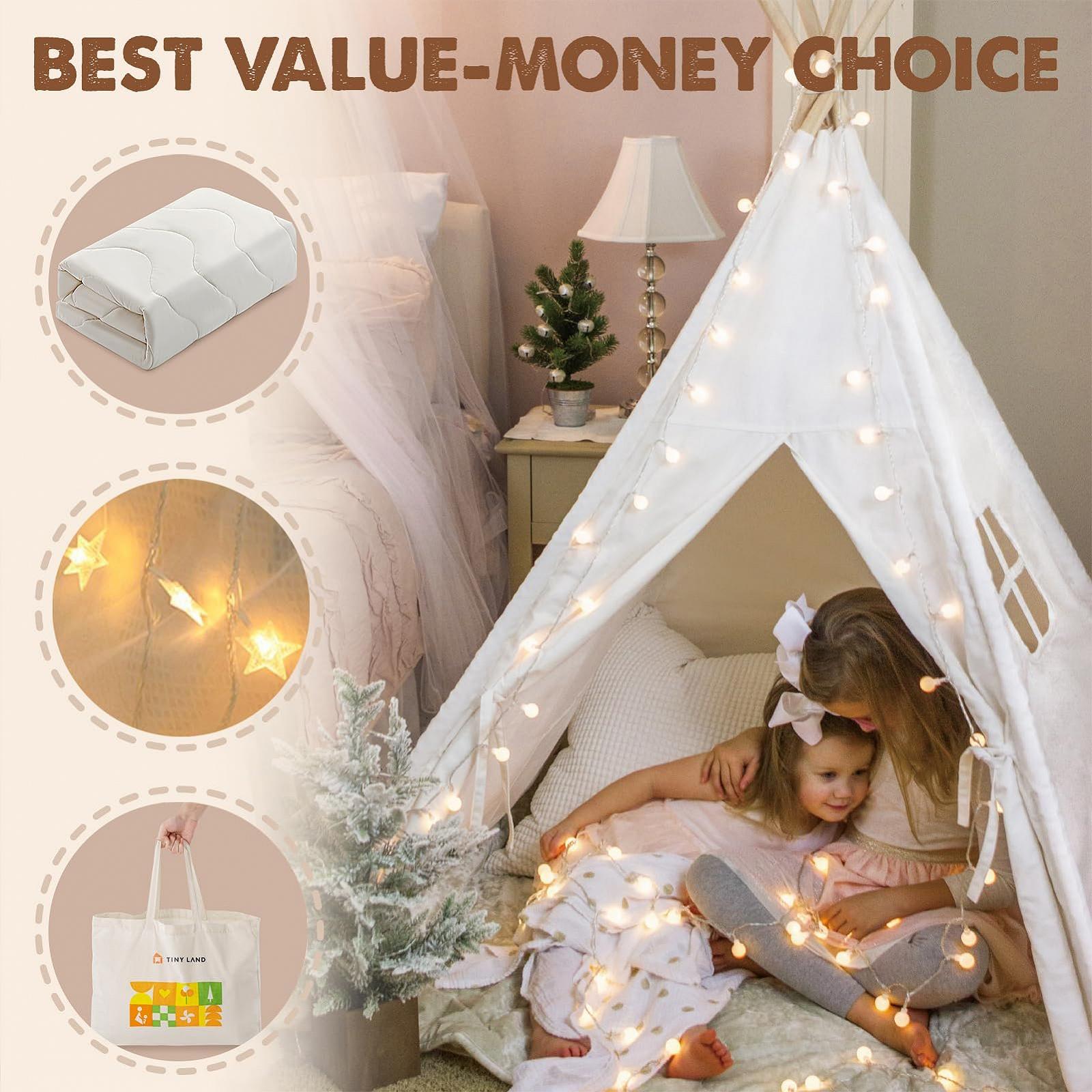 Игровой тент Tipi Tiny Land с сумкой для хранения, детский тент из хлопкового полотна, фото №2