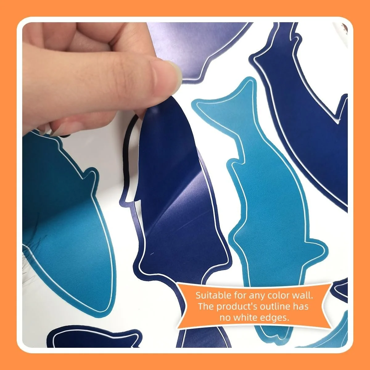 Набор наклеек на стену Fish 143 x 57 см Синий, фото №8