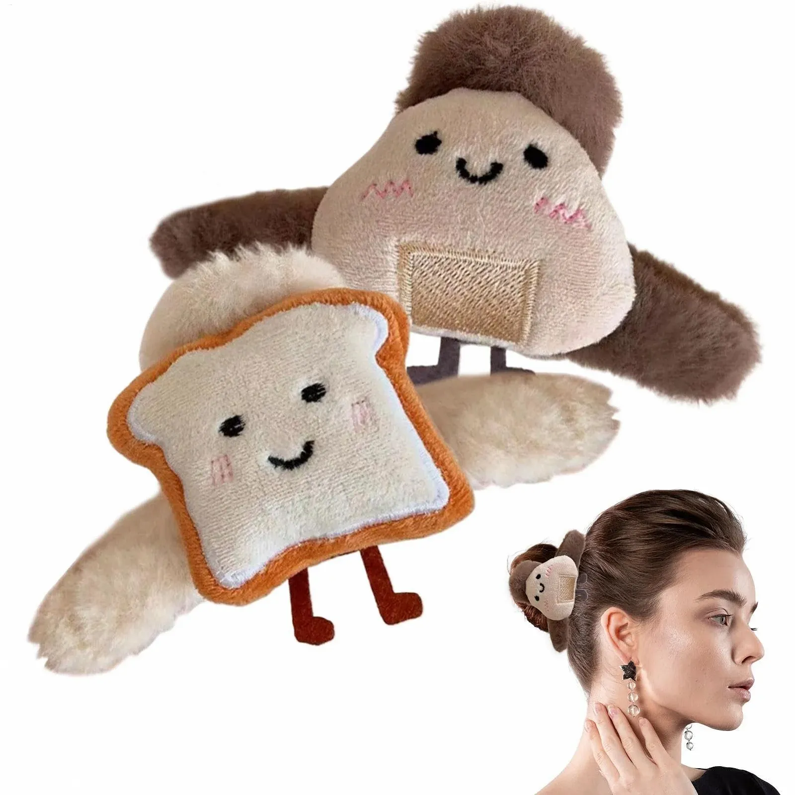 Заколка для волос Пушистый коготь, Милая заколка для волос, Заколка для волос в виде тоста, Большая нескользящая заколка для волос, Модные аксессуары для укладки вьющихся, прямых волос, фото №1 Заколка для волос Пушистый коготь, Милая заколка для волос, Заколка для волос в виде тоста, Большая нескользящая заколка для волос, Модные аксессуары для укладки вьющихся, прямых волос, фото №1