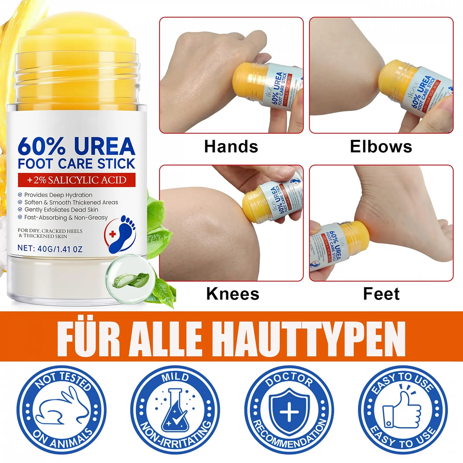 Крем-стик для ног Urea Cream с мочевиной для сухой и потрескавшейся кожи, 40 г, фото №5