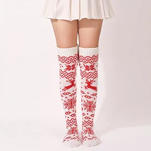 Жіночі гольфи в'язані вище коліна, теплі зимові гольфи, різдвяні гольфи для жінок synthetic.ua - Фото 1