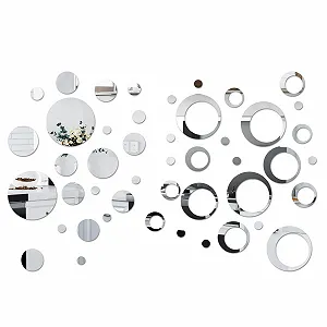 Наклейки на стіну milaosk 50 шт. Круглі дзеркальні Сріблястий - Фото 1