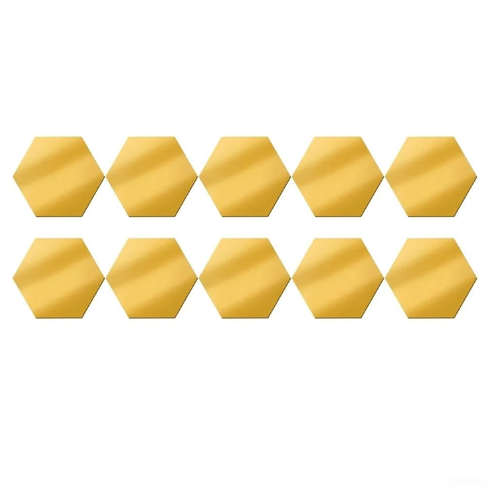 Настінна наклейка Дзеркальна плитка Hexagon 24 шт. Gold, фото №1