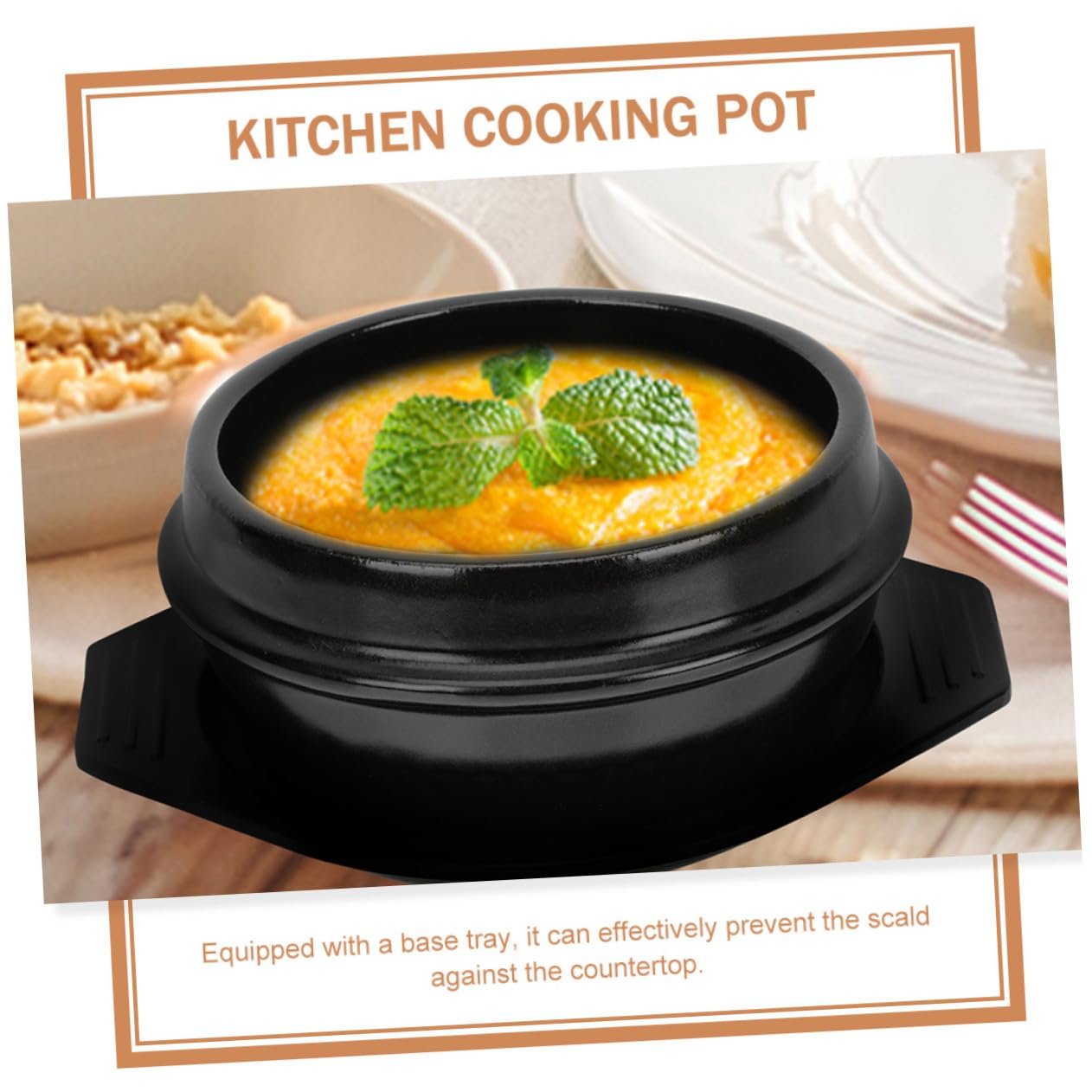 Горщик для запікання керамічний з підставкою та подвійною ручкою для бібімбап, фото №2 Горщик для запікання керамічний з підставкою та подвійною ручкою для бібімбап, фото №2