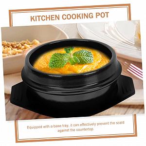 Горщик для запікання керамічний з підставкою та подвійною ручкою для бібімбап synthetic.ua - Фото 1